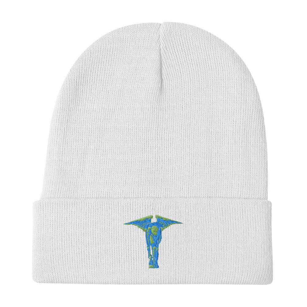 Turquoise Angel - Embroidered Beanie